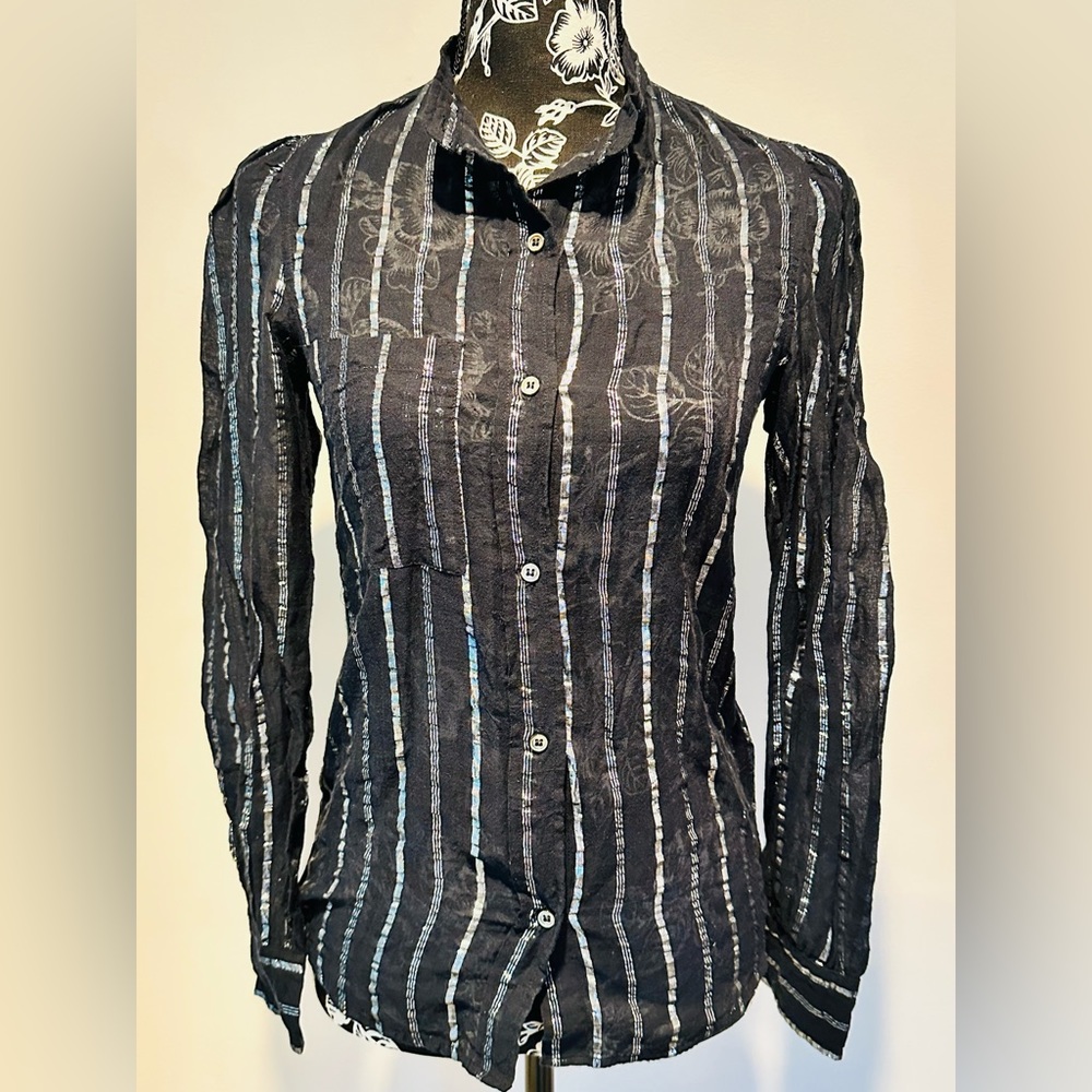 Isabel Marant black and silver pinstripe shirt